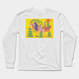 Maria Primachenko - father frost carries the new year tree 1967 Long Sleeve T-Shirt